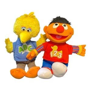 Sesame Street Hasbro Plush 15” Talking Singing Ernie & Big Bird - Both Working